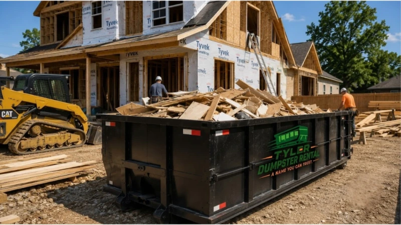 30-yard dumpster rental Tyler TX construction debris loading