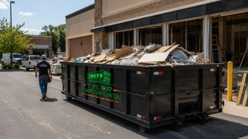 Commercial dumpster rental Tyler TX — roll-off container at Tyler commercial property